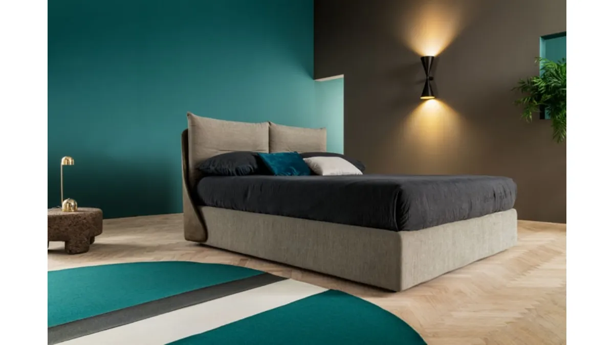 Letto in pelle e tessuto con box contenitore Milo di Ennerev