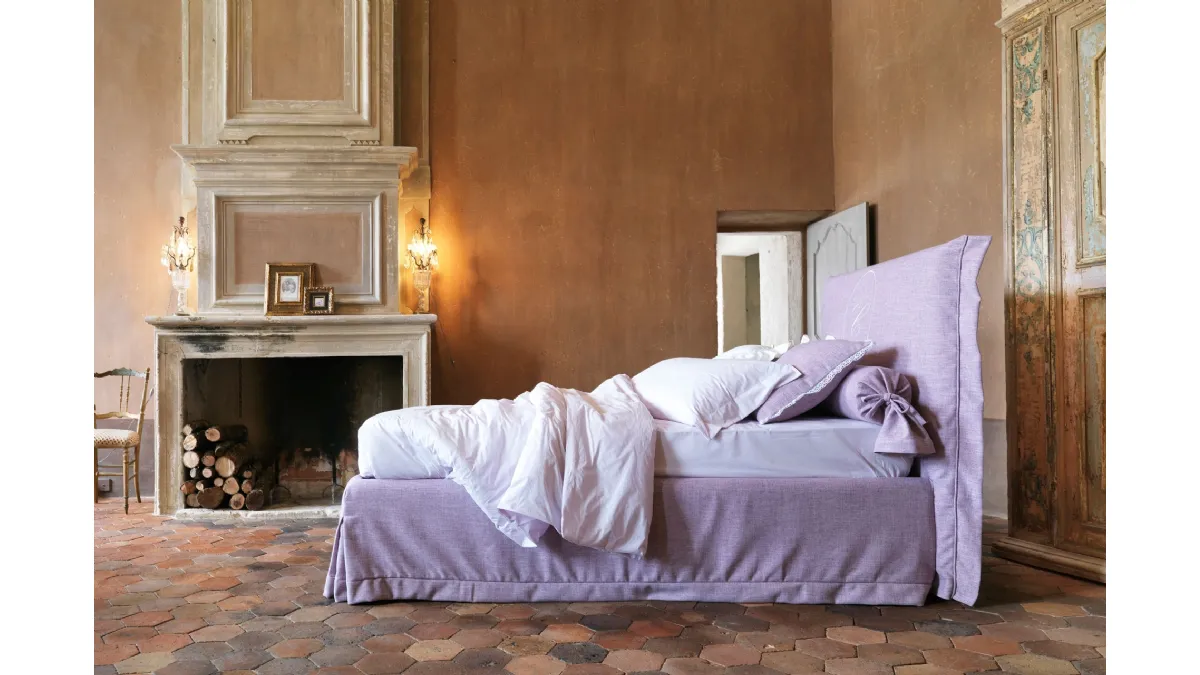 Letto singolo in tessuto Chloè Romantic di Noctis