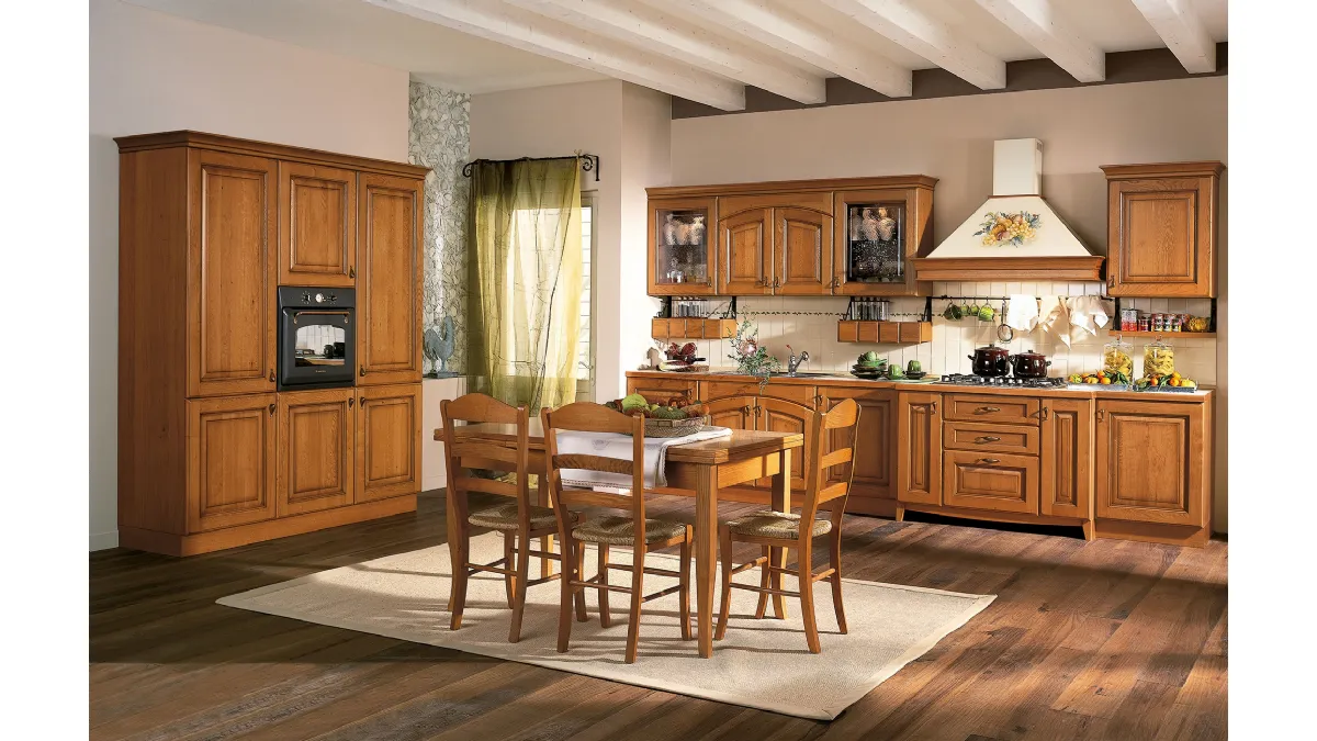 Cucina Classica ad angolo in rovere anticato Aline 05 di Mobilegno