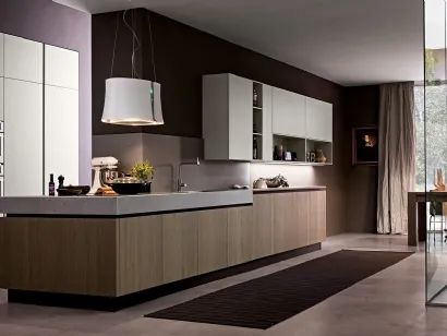 Cucina Moderna Aura 01 in rovere e laccato di Mobilegno