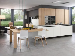 Cucina Moderna in laccato e rovere con isola Aura 03 di Mobilegno