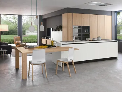 Cucina Moderna in laccato e rovere con isola Aura 03 di Mobilegno