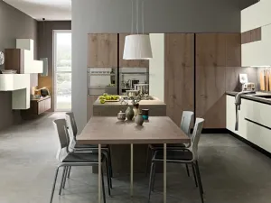 Cucina Moderna in laccato e rovere con isola Aura 05 di Mobilegno