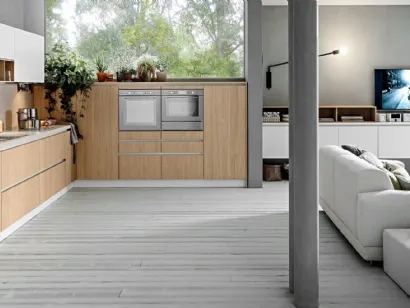 Cucina Moderna angolare in rovere naturale e rovere laccato Aura 02 di Mobilegno