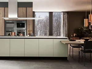 Cucina Moderna in laccato e rovere con isola Aura 06 di Mobilegno